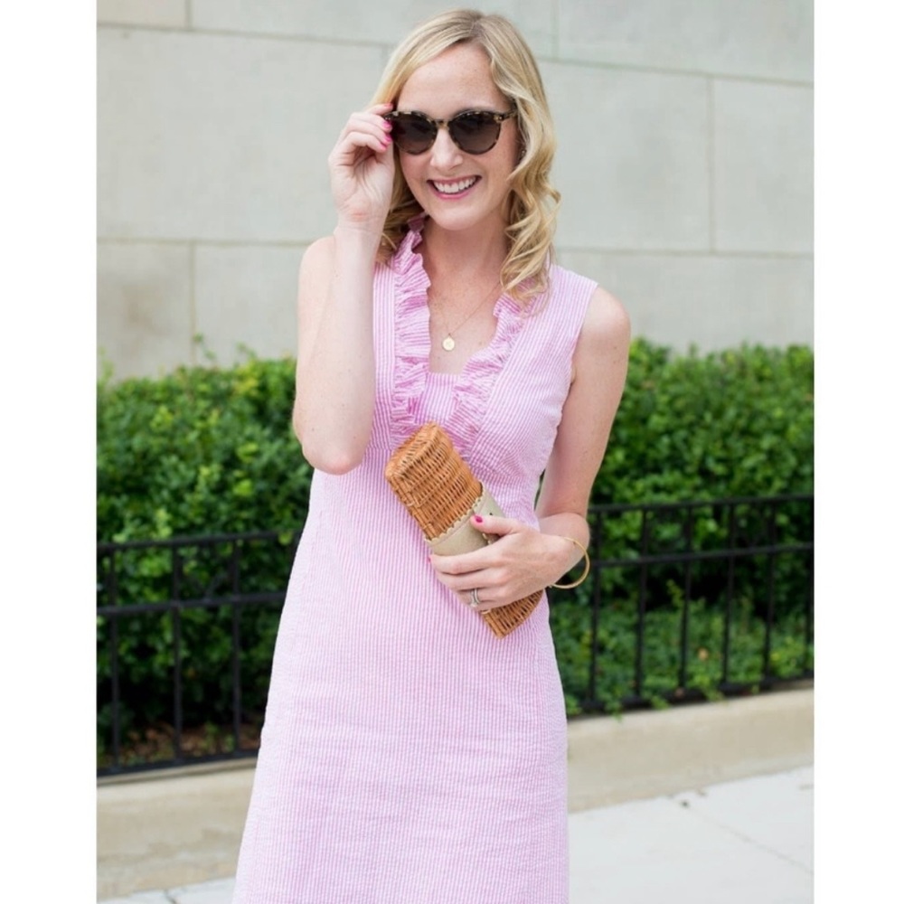 LILLY PULITZER Adeline Pink Seersucker Mini Dress Striped Size 2